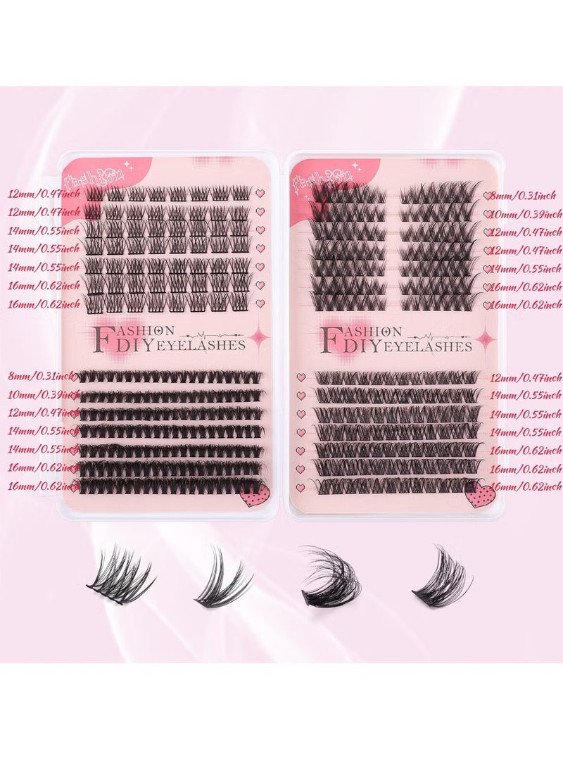 JOSQUEWNN 4 Styles DIY Eyelash Extension Kit 378 Clusters, 8-16mm Mixed Individual Lashes Cluster, Natural Curl Personal Eyelash Set, Segmented False Eyelashes, Thick Eyelashes - Image 5
